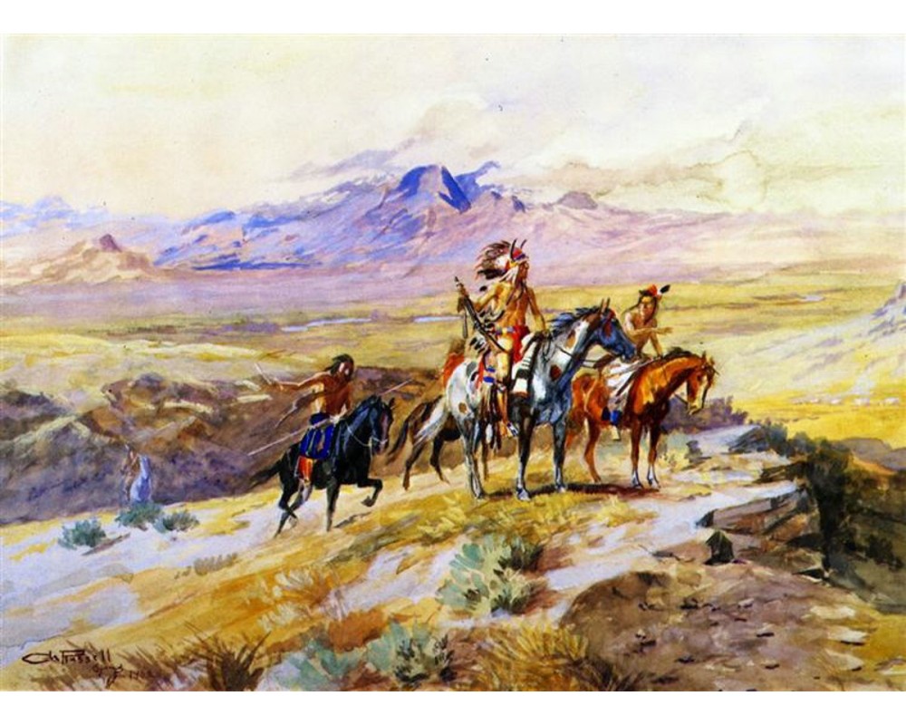 Indians Scouting a Wagon Train