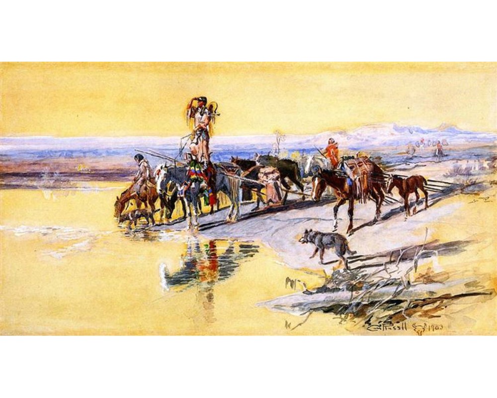 Indians Traveling on Travois