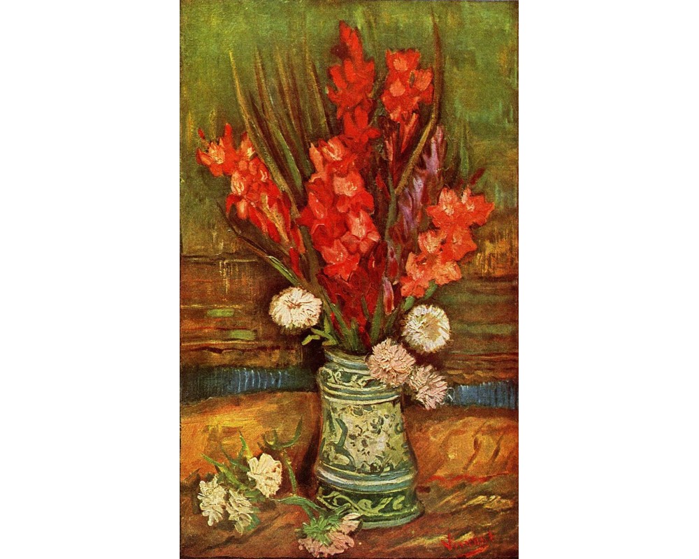 Vase with Red Gladioli