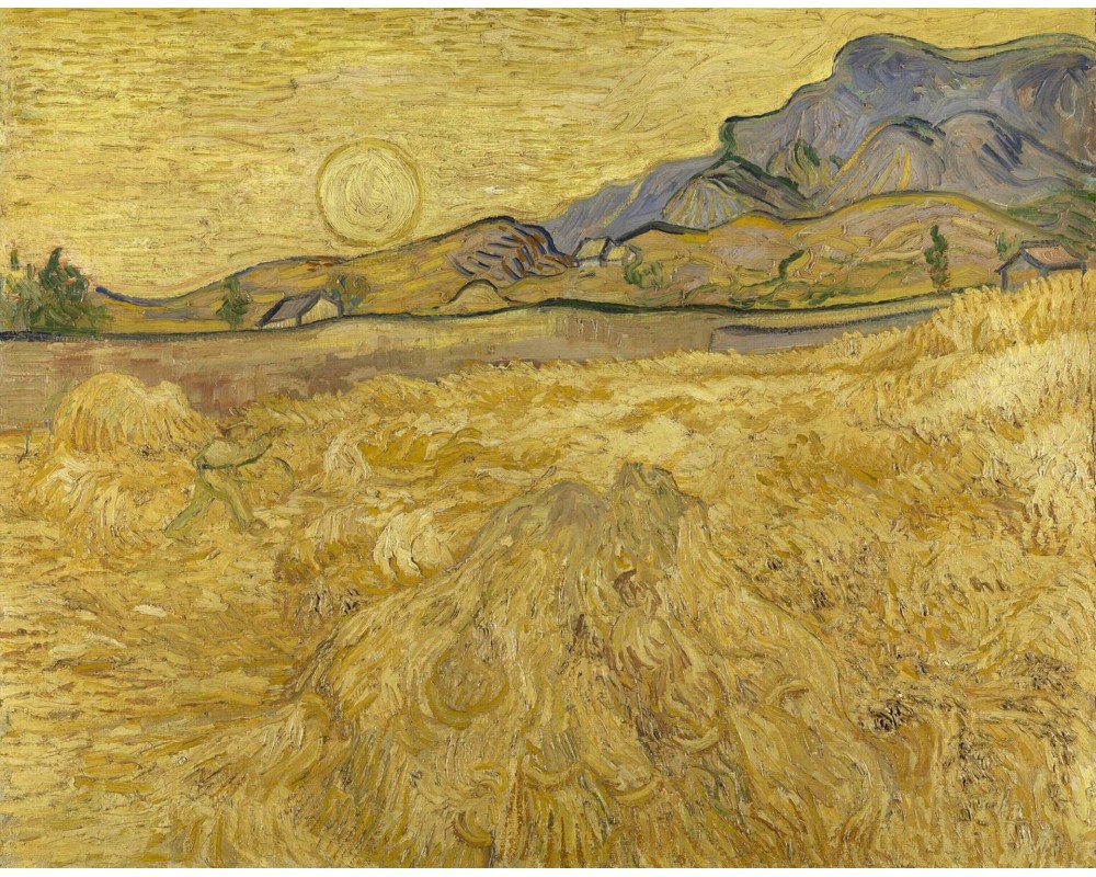 Wheat Field with Reaper and Sun